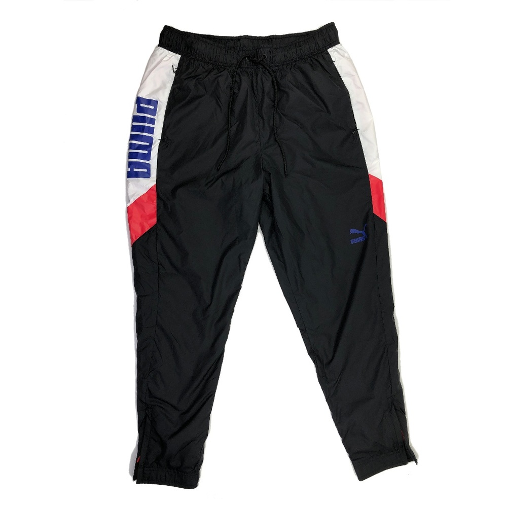 Puma Black Joggers with Red and Blue Accents